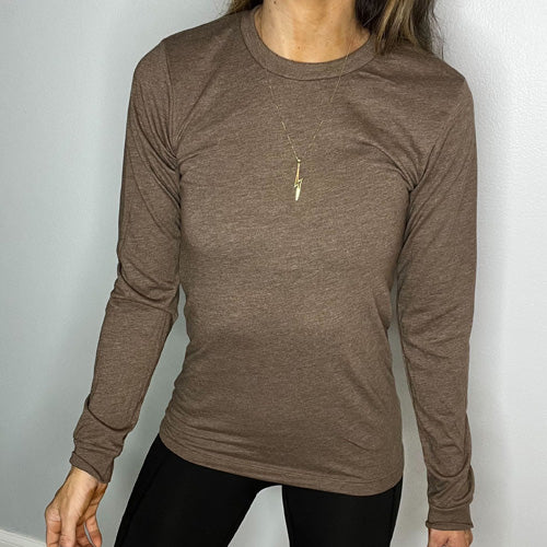 Basic Long Sleeve Tee | Heather Brown - Image 2