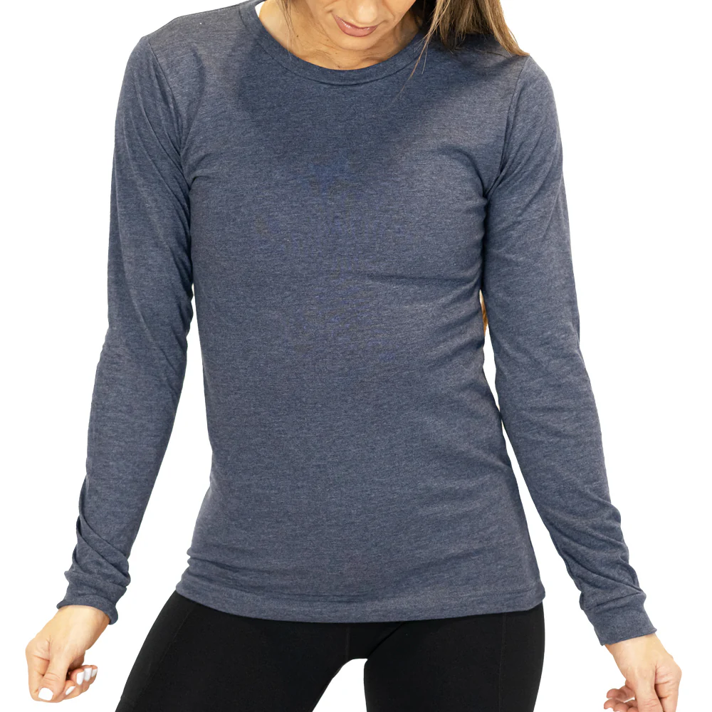 Basic Long Sleeve Tee | Heather Navy - Image 3