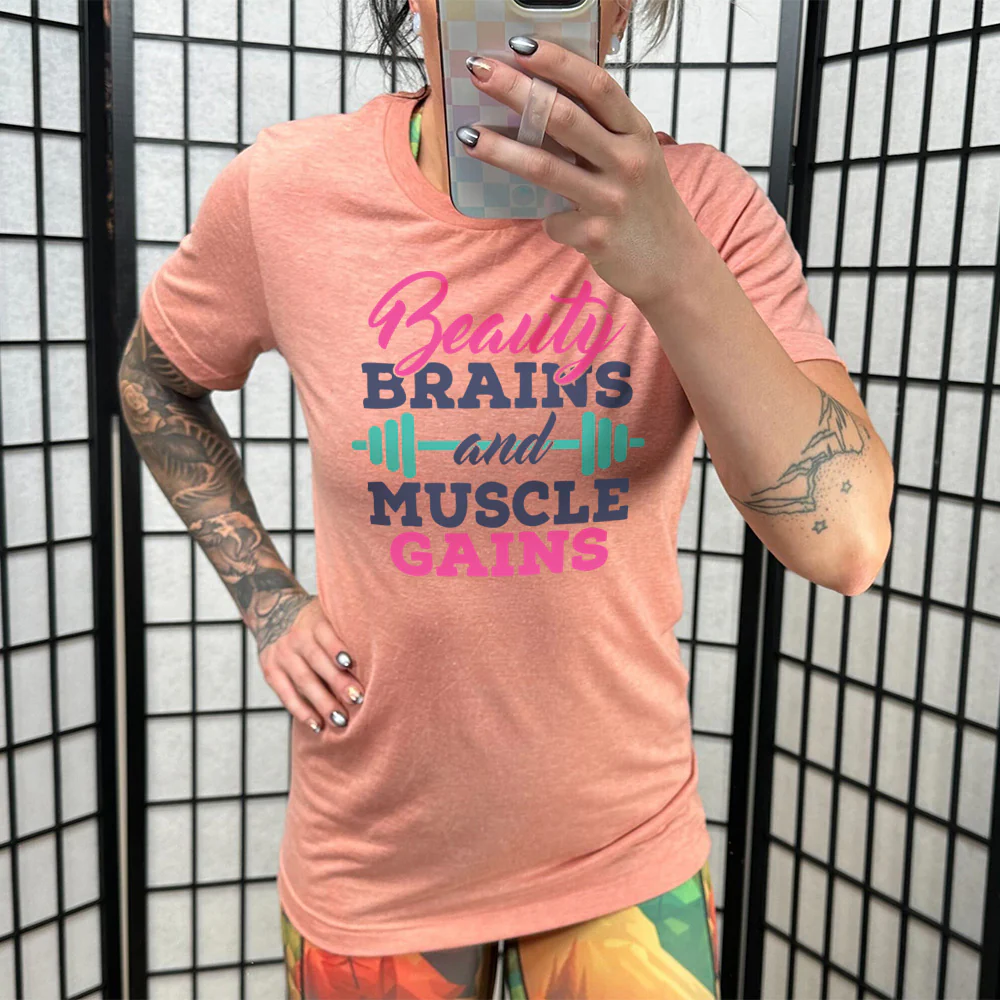 Beauty Brains & Muscle Gains Shirt Unisex - Image 11