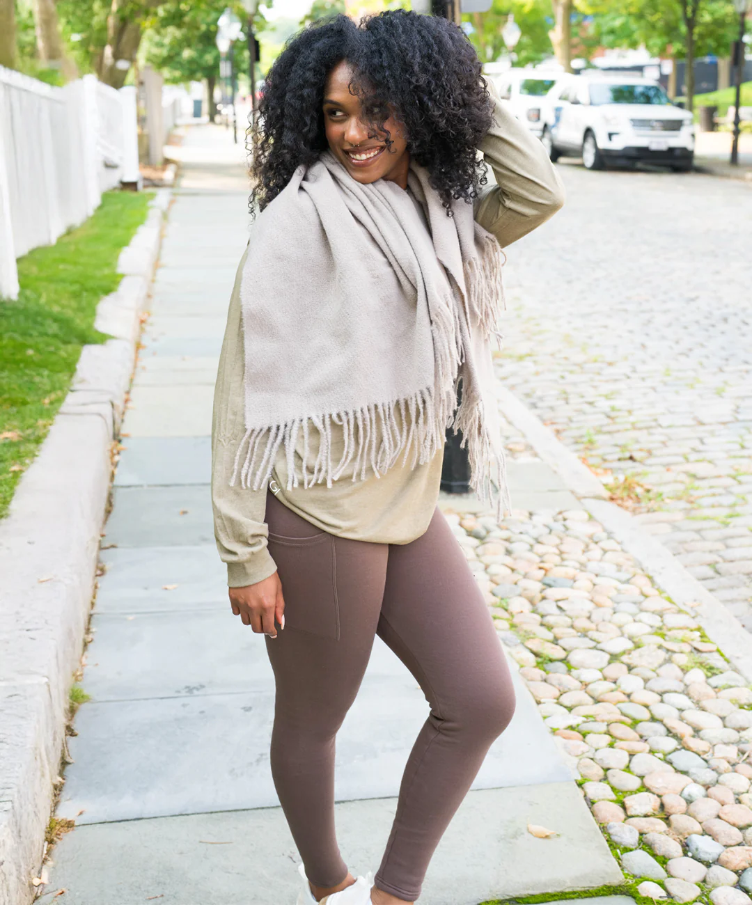 Fleece Lined Leggings | Chocolate - Image 3