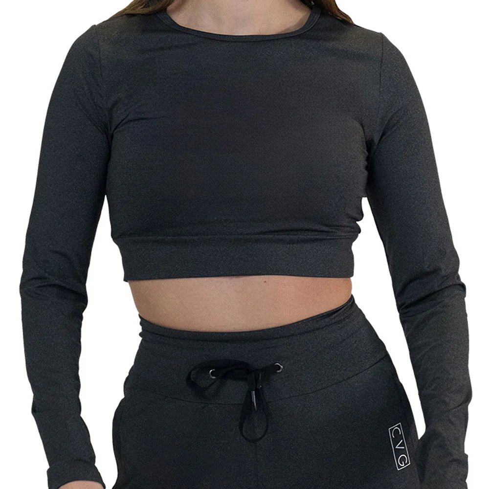 Flex Long Sleeve Crop Top | Midnight