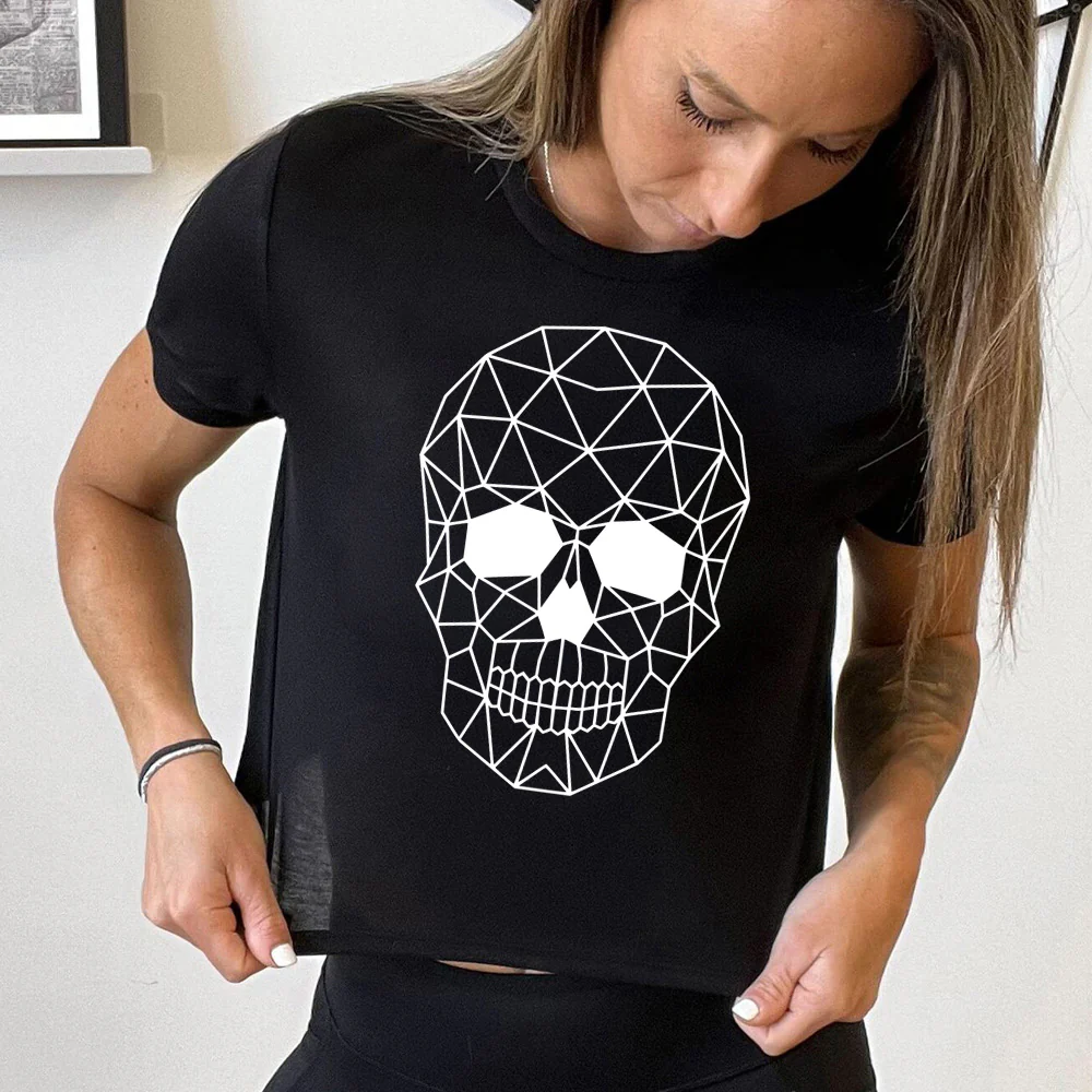 Geometric Skull Cropped Tee - Image 2