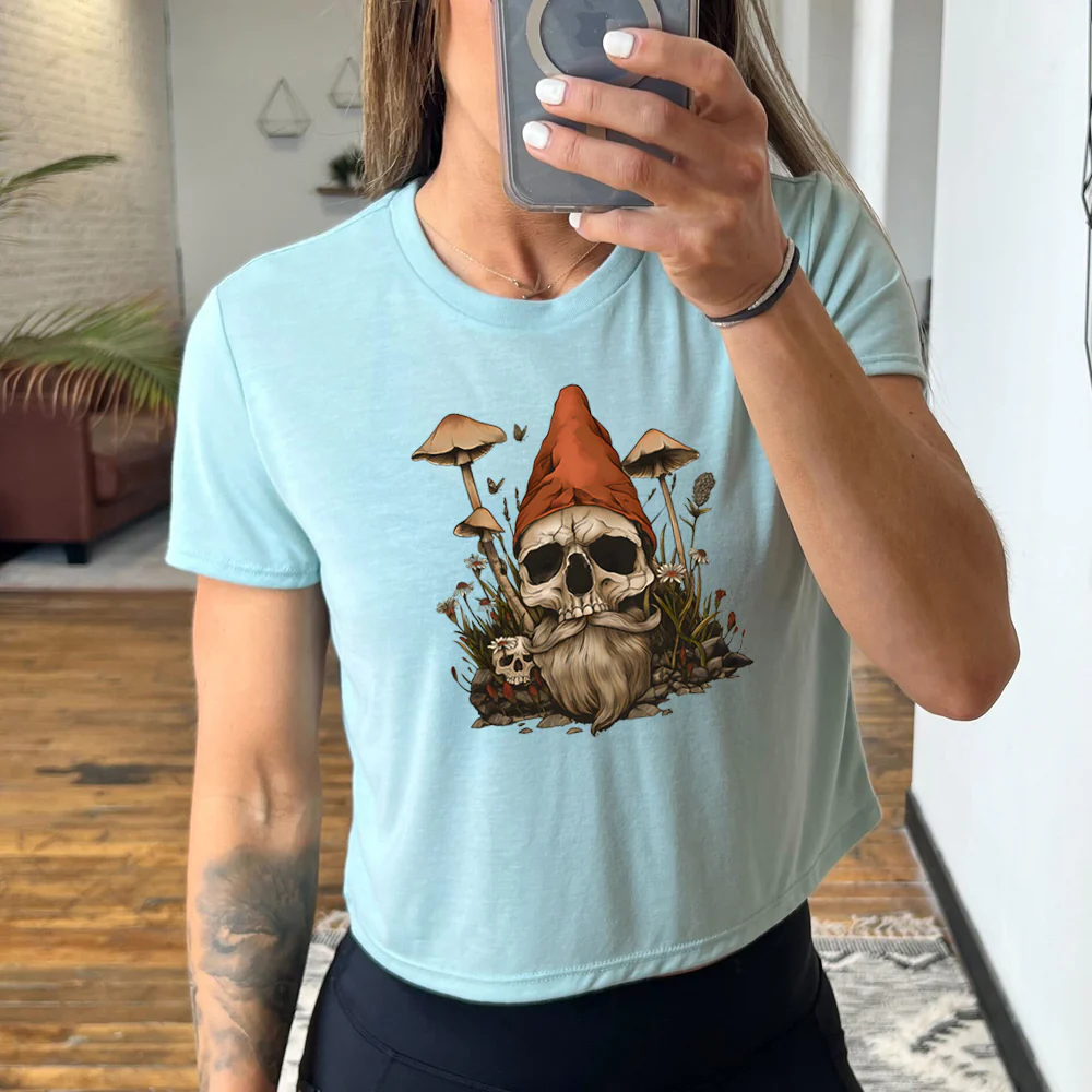 Gnome Skull Cropped Tee - Image 4