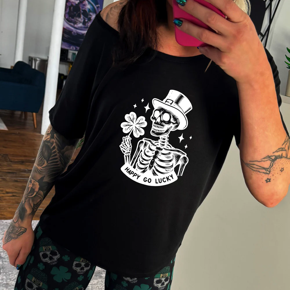 Happy Go Lucky Skeleton | Slouchy Tee