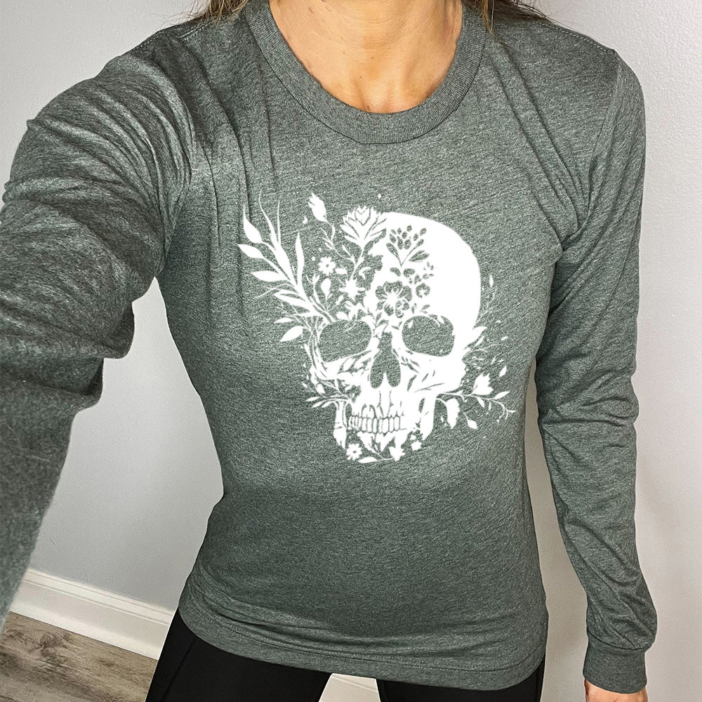 Long Sleeve Tee | Floral Skull - Image 4