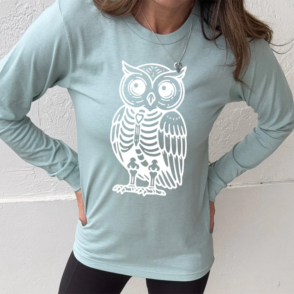 Long Sleeve Tee | Owl Skeleton - Image 11