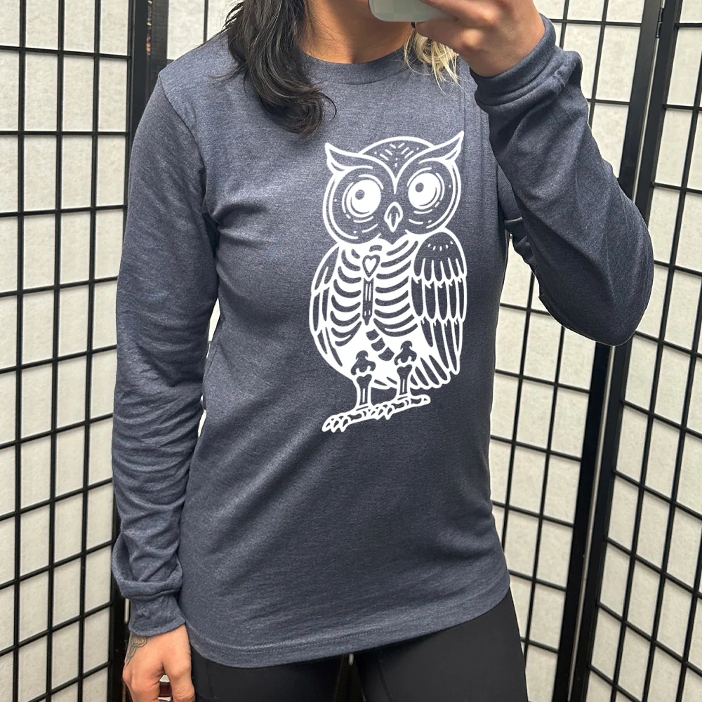 Long Sleeve Tee | Owl Skeleton - Image 6