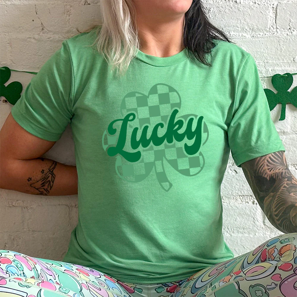 Lucky Checkered Shamrock Shirt Unisex - Image 3