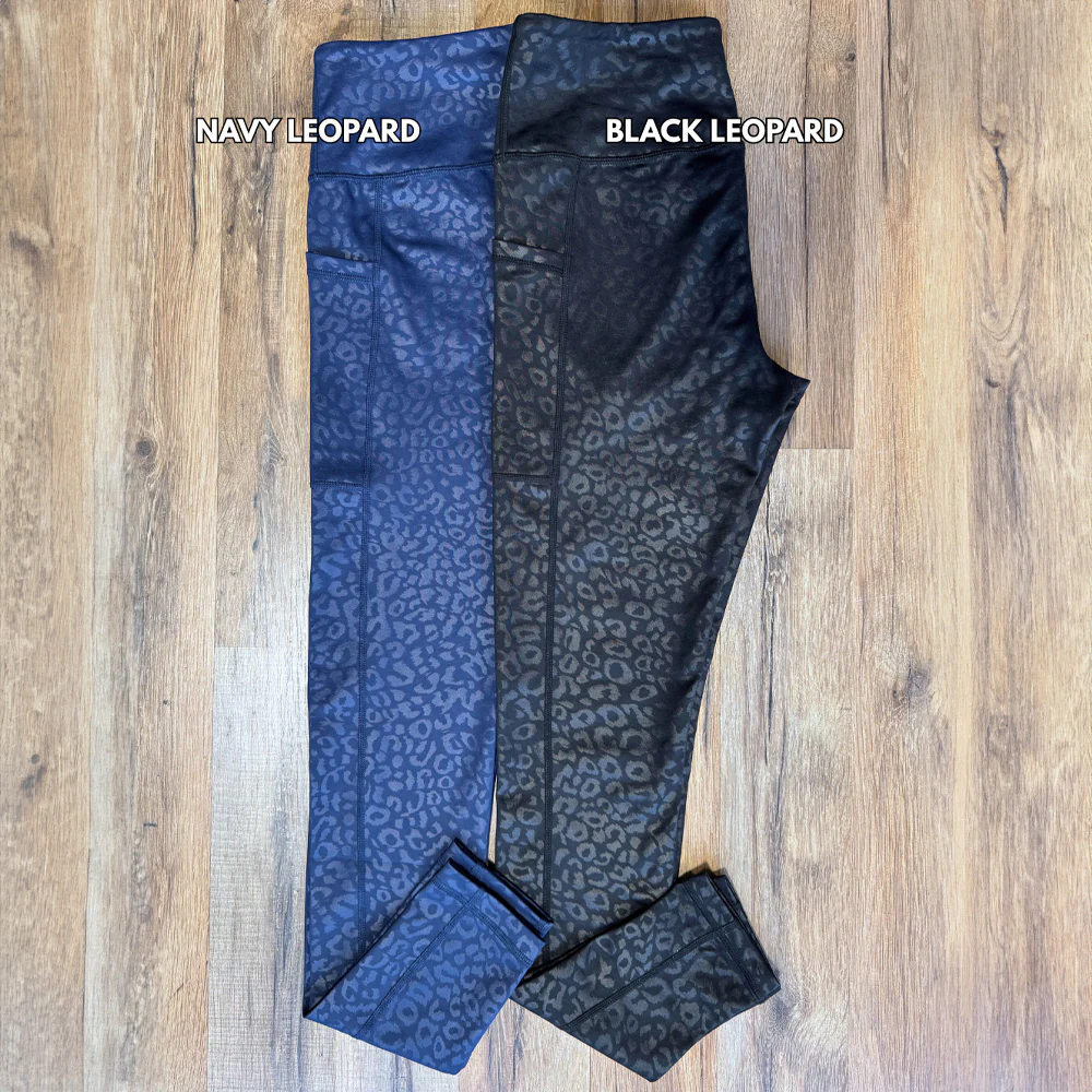 Navy Leopard Leggings - Image 3