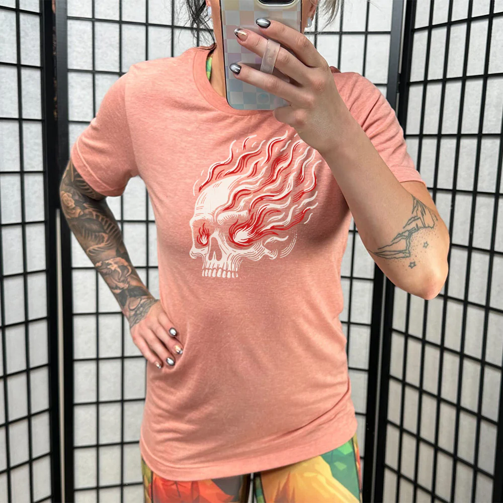 Skull With Burning Eyes Shirt Unisex - Image 11