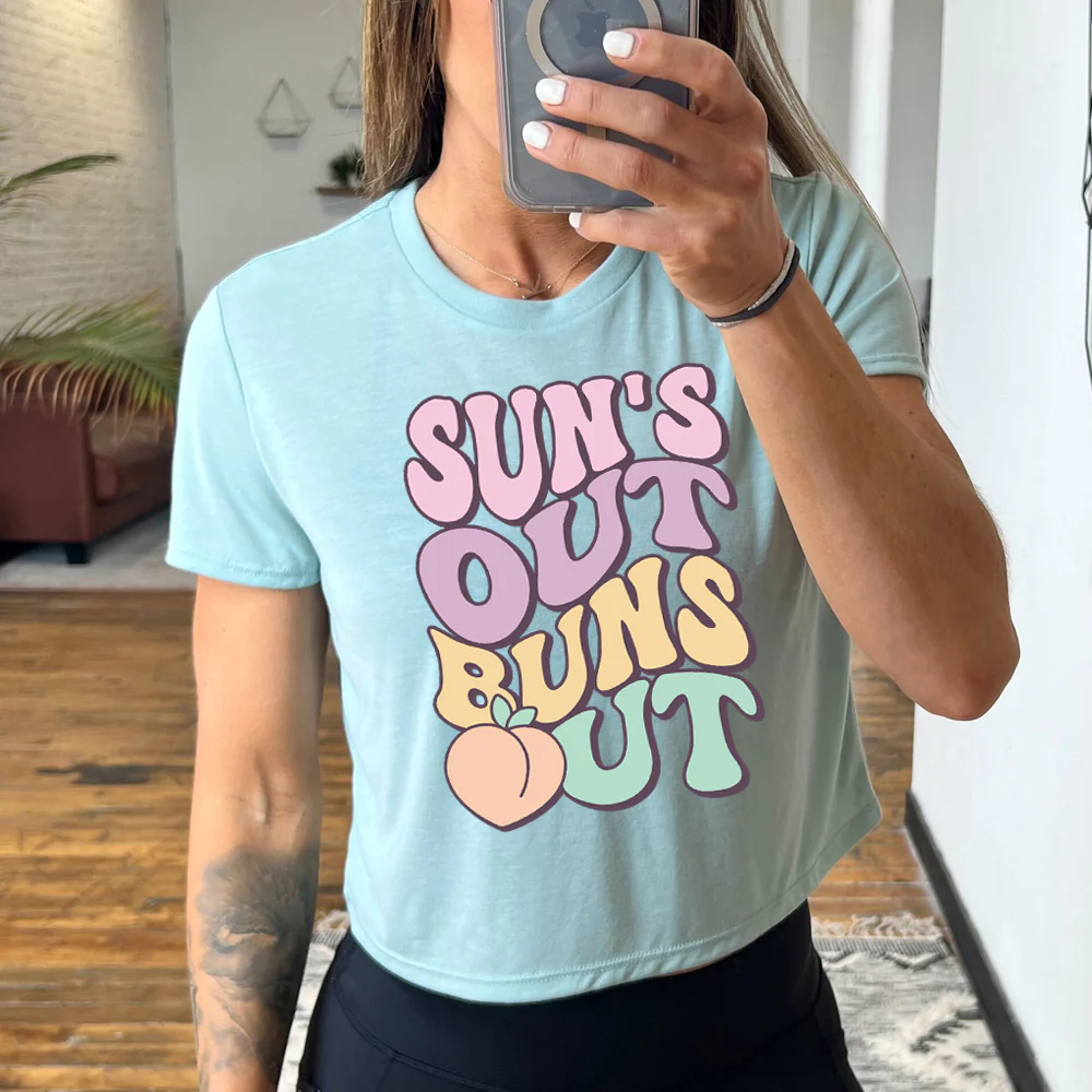 Suns Out Buns Out Cropped Tee - Image 3